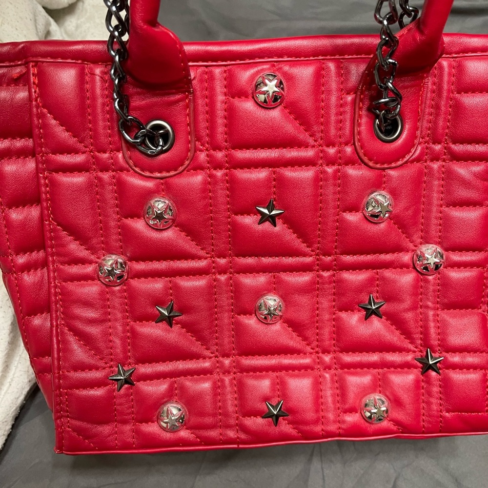 Cute red leather purse with chain